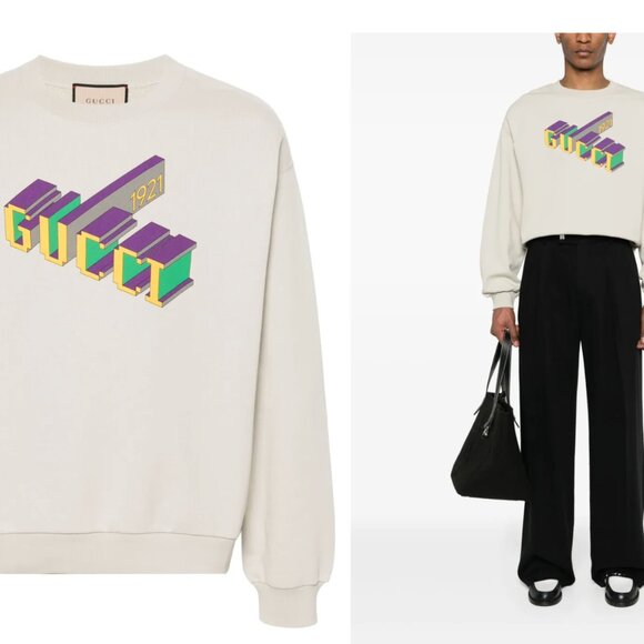 GUCCI logo-print cotton sweatshirt - Picture 1 of 5